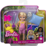 Barbie Camping Playset with Chelsea Doll, Pet Owl, Sleeping Bag, Binoculars & Camping Accessories