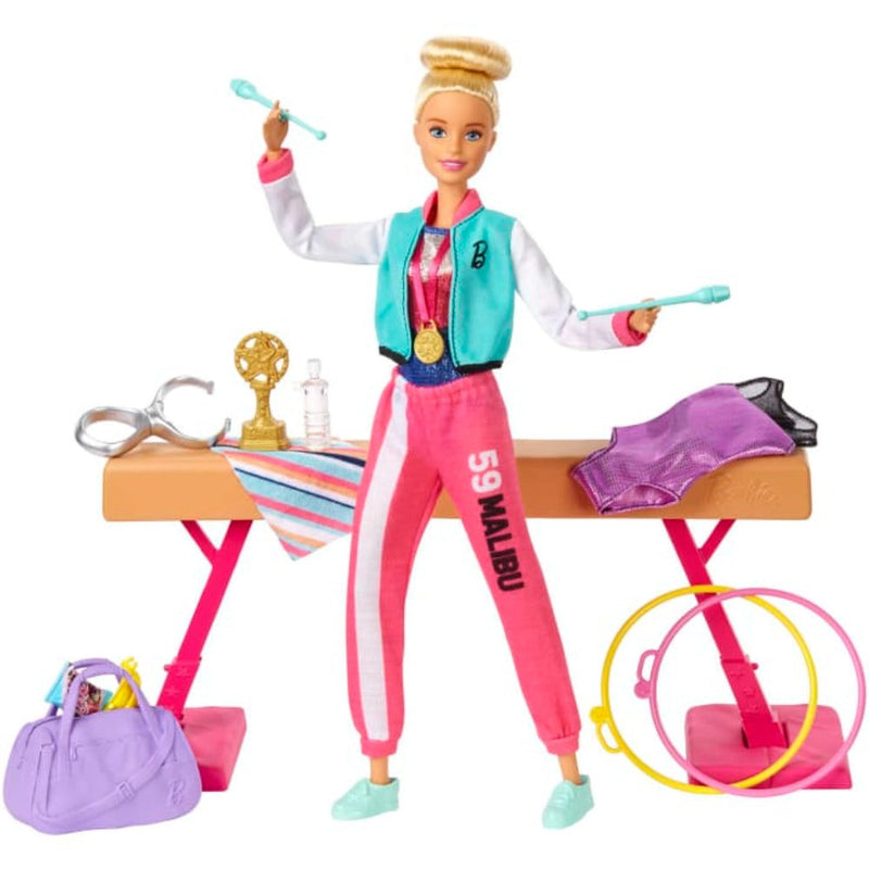 Barbie Career Gymnastics Playset With Doll, Balance Beam And 15 Accessories