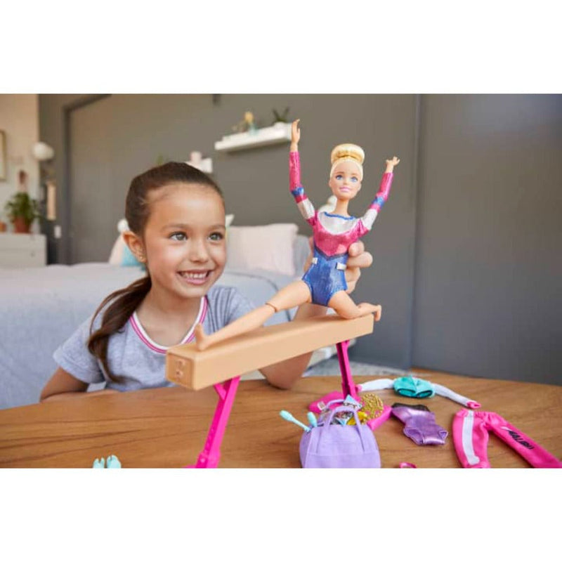 Barbie Career Gymnastics Playset With Doll, Balance Beam And 15 Accessories
