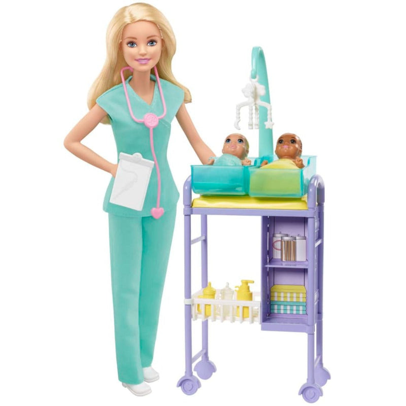 Barbie Careers Baby Doctor Playset With Blonde Doll, 2 Infant Dolls, Toy Pieces-Dolls-Barbie-Toycra
