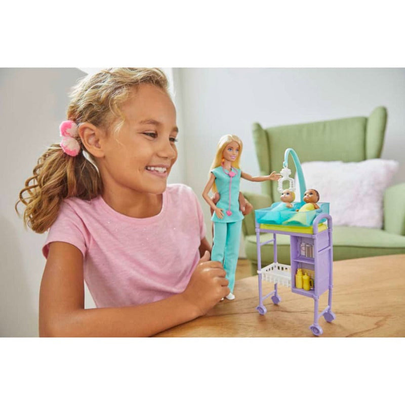 Barbie Careers Baby Doctor Playset With Blonde Doll, 2 Infant Dolls, Toy Pieces-Dolls-Barbie-Toycra