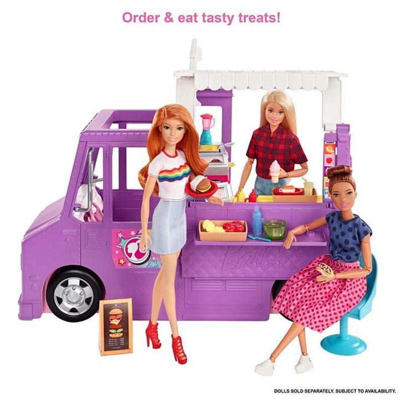 Barbie Food Truck with Multiple Play Areas & 30+ Realistic Play Pieces