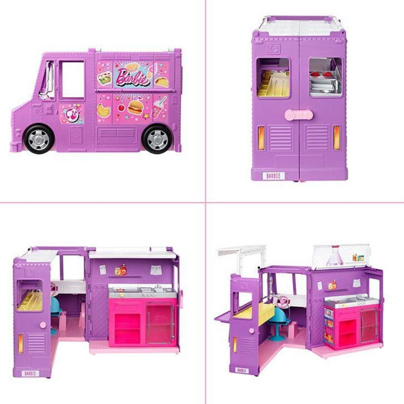 Barbie Food Truck with Multiple Play Areas & 30+ Realistic Play Pieces