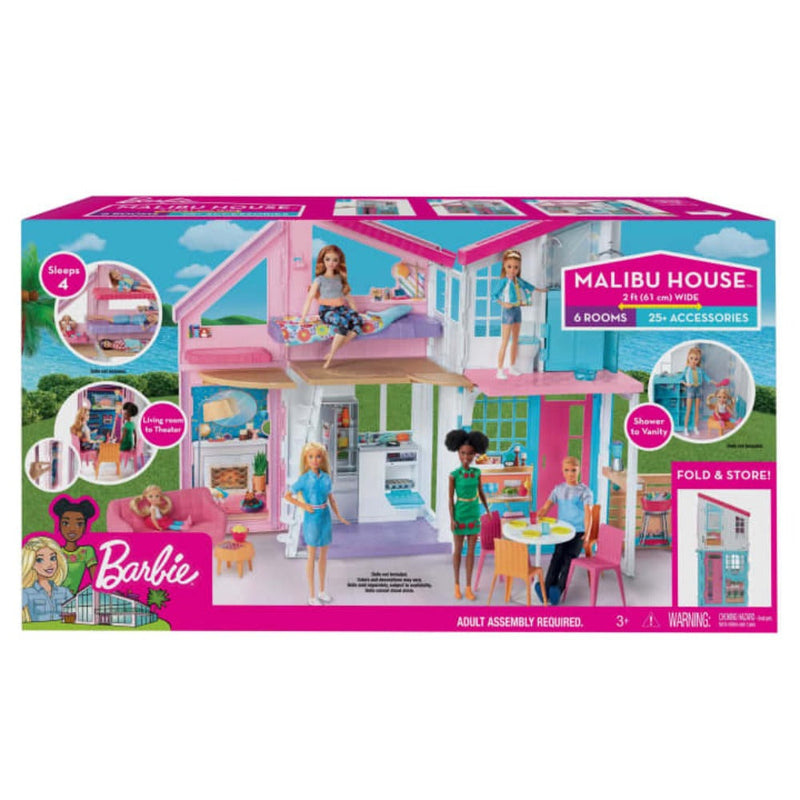 Barbie Malibu House Playset (25+ themed Accessories included)-Pretend Play-Barbie-Toycra