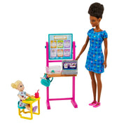Barbie Teacher Doll (Brunette),Toddler Doll (Blonde), Accessories