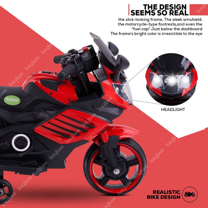 Baybee MB-100 Battery Operated Bike with Light & Music ( Red)