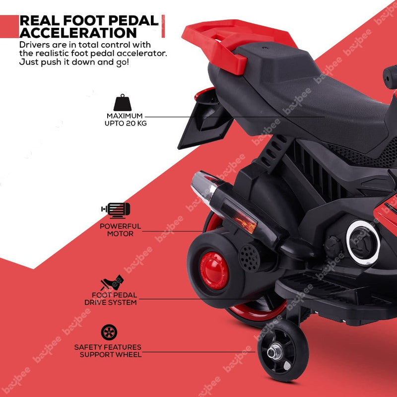 Baybee MB-100 Battery Operated Bike with Light & Music ( Red)