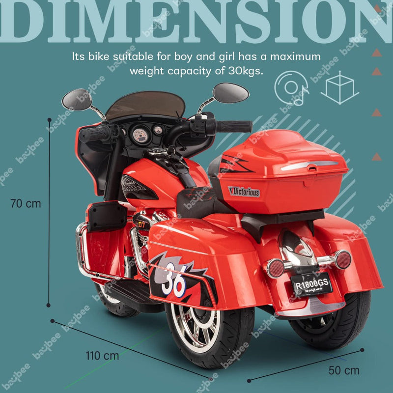Baybee MB-112 Thunder Kids Battery Operated Bike for Kids - Red