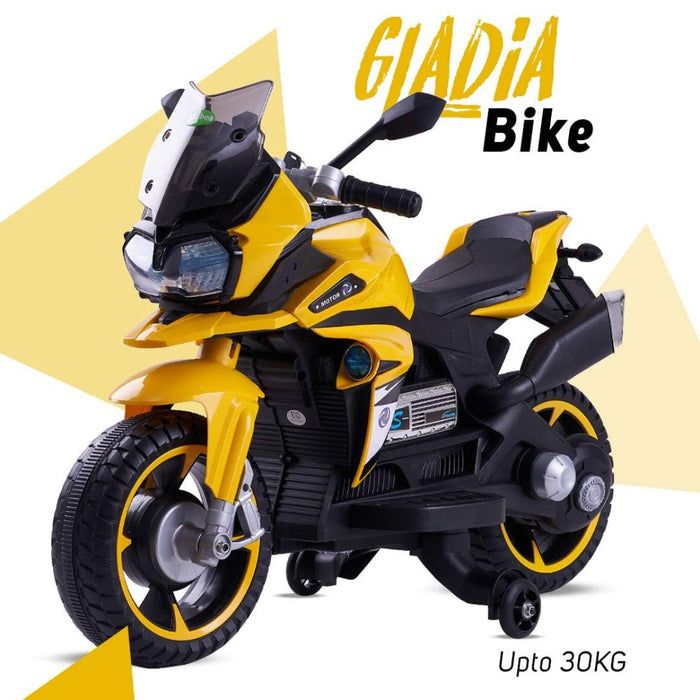 Baybee MB-115 Gladia Rechargeable Battery Operated Kids Bike (Yellow)-Ride Ons-Baybee-Toycra