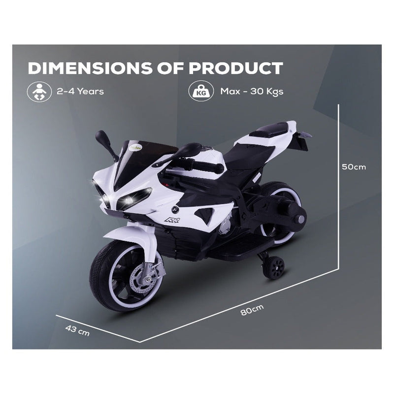 Baybee MB-119 Mini R1 Rechargeable Battery Operated Electric Ride-on Bike For Kids - White