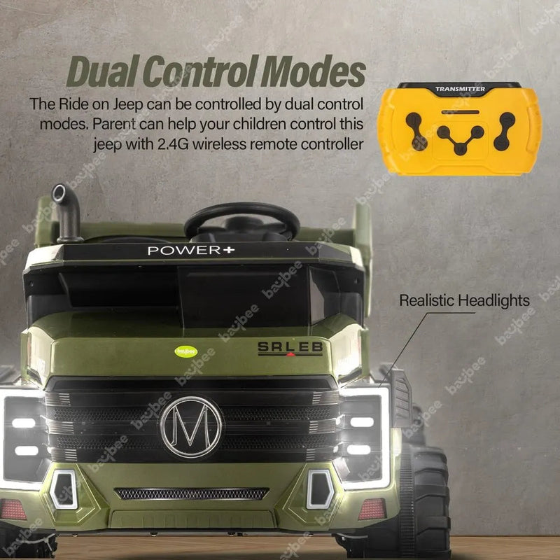 Baybee MJ-014 Caterpillar Razor Battery Operated Truck jeep Car for Kids - Green
