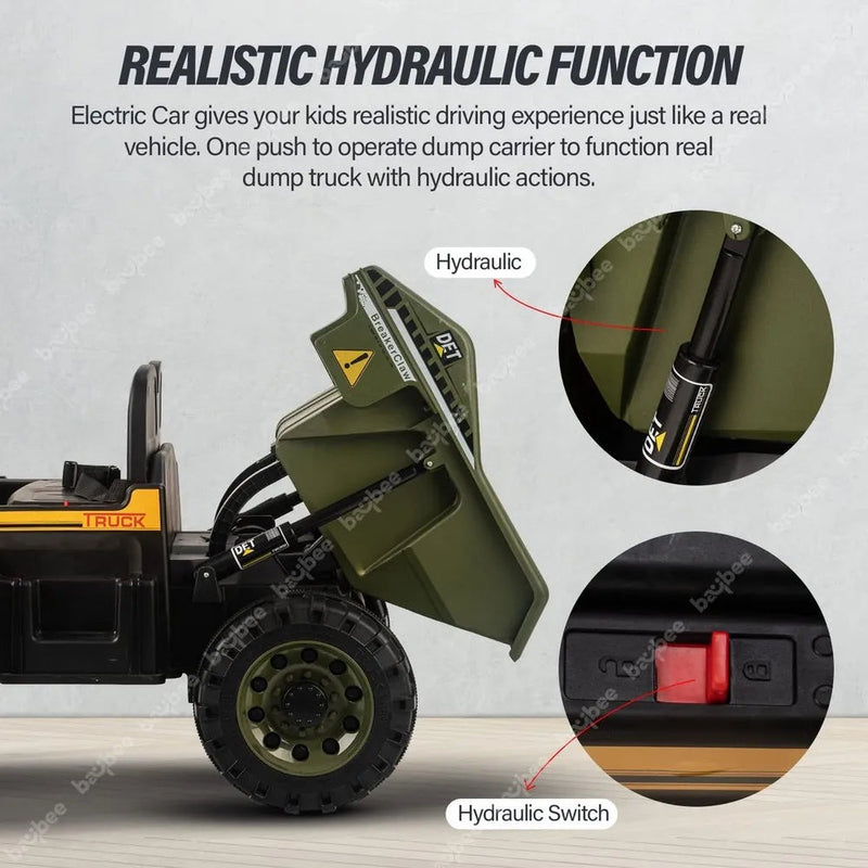 Baybee MJ-014 Caterpillar Razor Battery Operated Truck jeep Car for Kids - Green