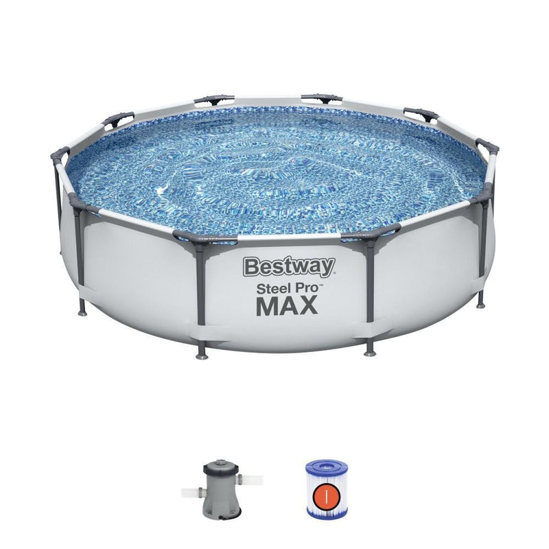 Bestway 10ft Grey Steel Pro Max Round Pool Set