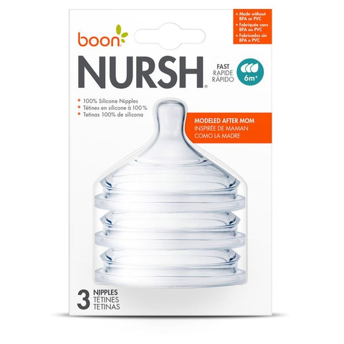 Boon Nursh Silicone Nipples 3Pack-Bottle & Breast Feeding-Boon-Toycra