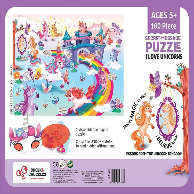 Chalk & Chuckles I Love Unicorns 100 Piece Jigsaw Puzzle
