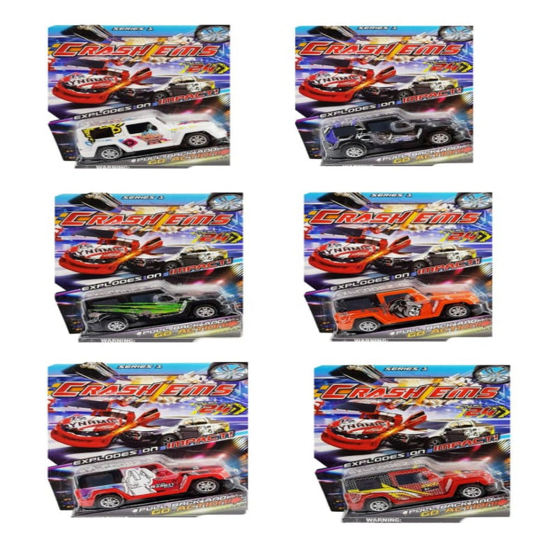 Crash'ems Pull Back Vehicle Series 1 -Set of 6