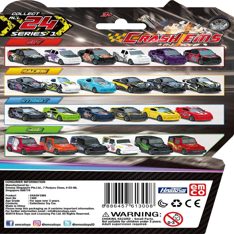 Crash'ems Pull Back Vehicle Series 1 -Set of 6