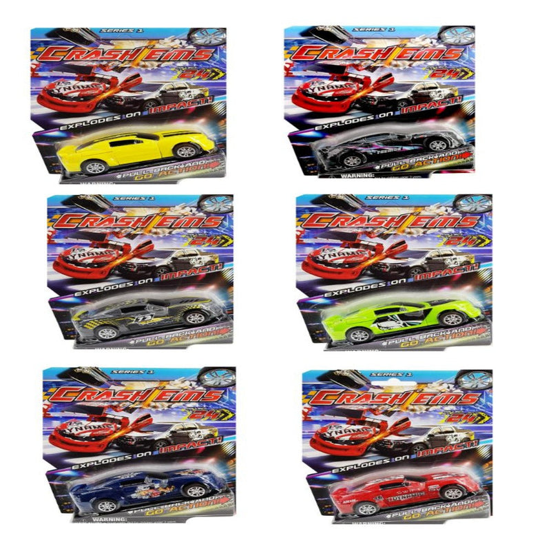 Crash'ems Pull Back Vehicle Series 1 -Set of 6