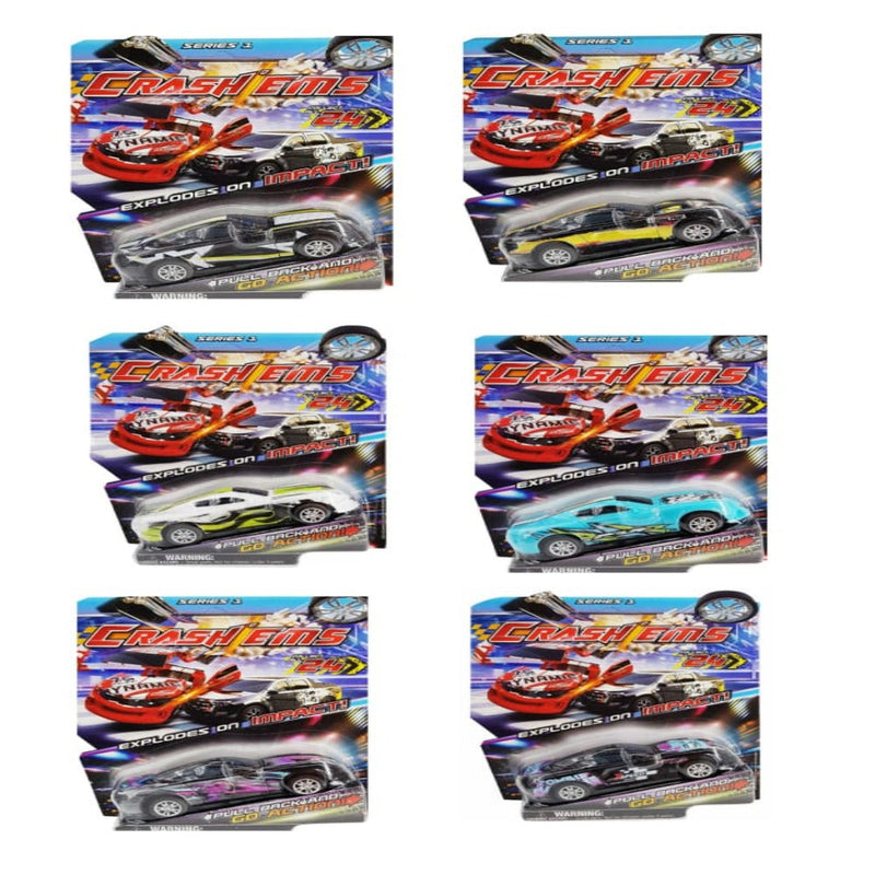 Crash'ems Pull Back Vehicle Series 1 -Set of 6