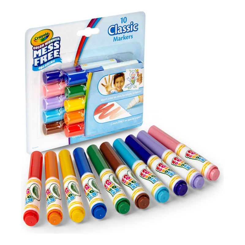 Crayola Color Wonder Mess Free Mini Markers, Classic Colors, 10 Count