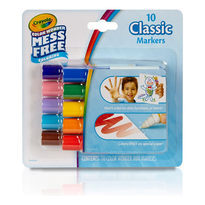 Crayola Color Wonder Mess Free Mini Markers, Classic Colors, 10 Count-Arts & Crafts-Crayola-Toycra