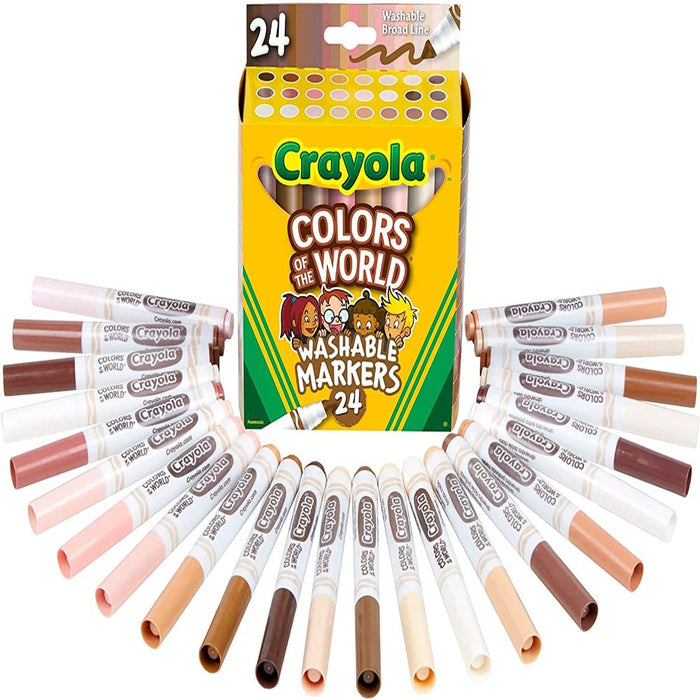 Crayola Colors of the World Skin Tone Broad Line Markers, 24 Count