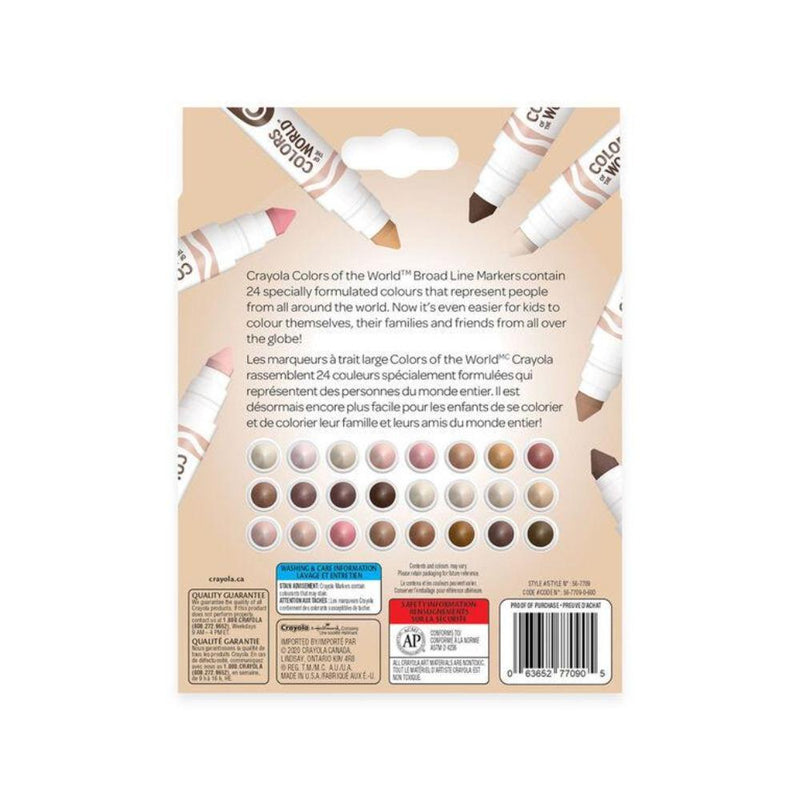Crayola Colors of the World Skin Tone Broad Line Markers, 24 Count