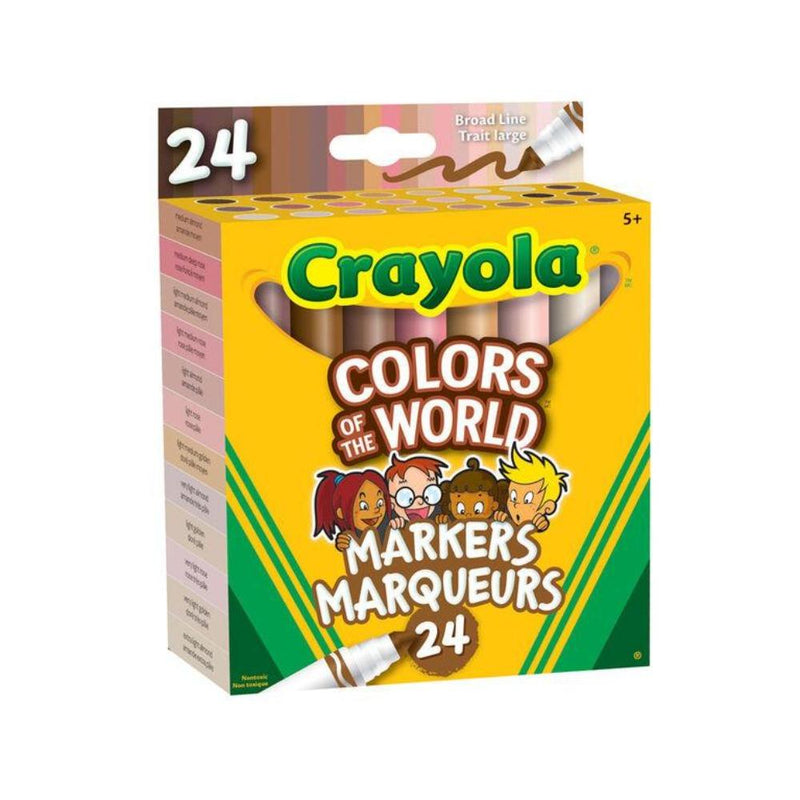 Crayola Colors of the World Skin Tone Broad Line Markers, 24 Count