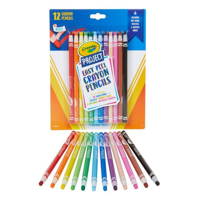 Crayola Easy Peel Crayon Pencils, 12 Count
