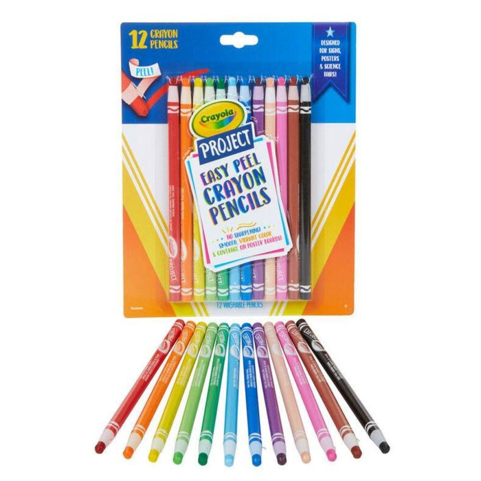 Crayola Easy Peel Crayon Pencils, 12 Count-Arts & Crafts-Crayola-Toycra