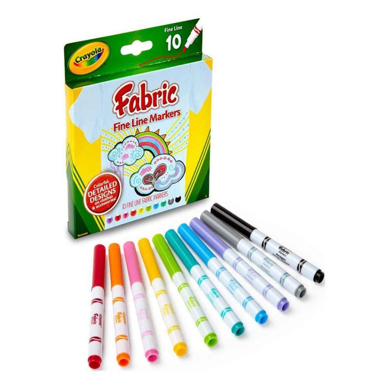 Crayola Fabric Markers, Fine Line, 10 Count