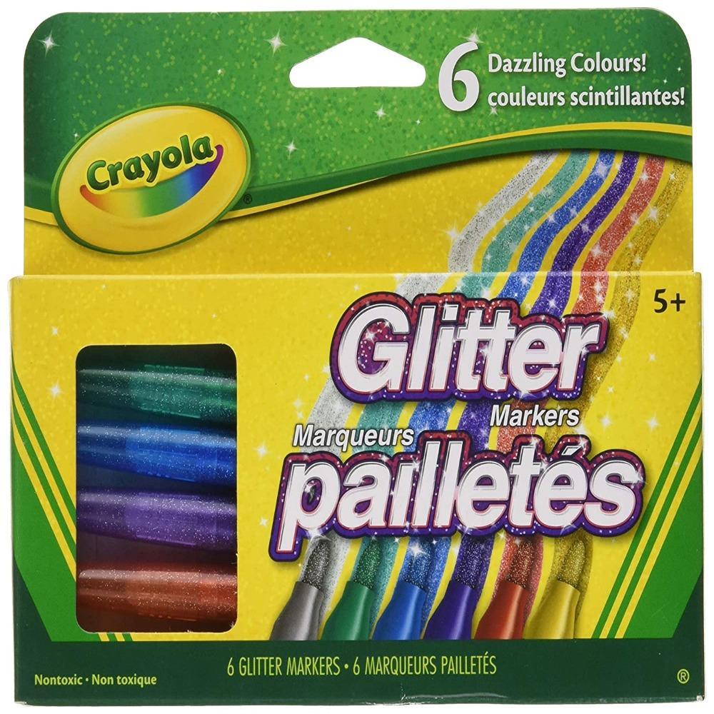  Crayola Glitter Markers, Assorted Colors, Art Supplies, 6Count  : Toys & Games