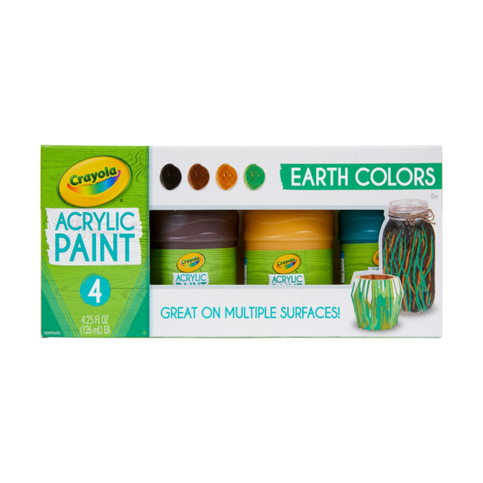 Crayola Multi-Surface Acrylic Paint, Earth Colors, 4 Count — Toycra