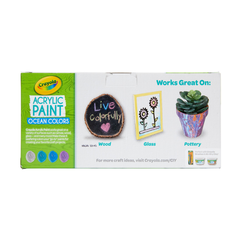 Crayola Multi-Surface Acrylic Paint, Ocean Colors, 4 Count
