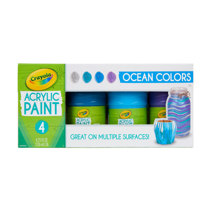 Crayola Multi-Surface Acrylic Paint, Ocean Colors, 4 Count-Arts & Crafts-Crayola-Toycra