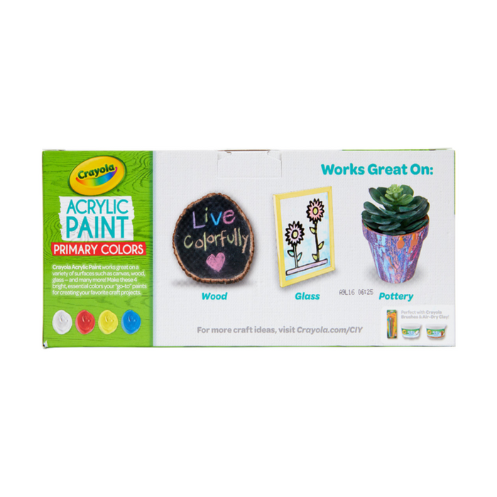 Crayola Multi-Surface Acrylic Paint, Primary Colors, 4 Count-Arts & Crafts-Crayola-Toycra