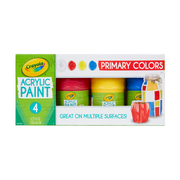 Crayola Multi-Surface Acrylic Paint, Primary Colors, 4 Count