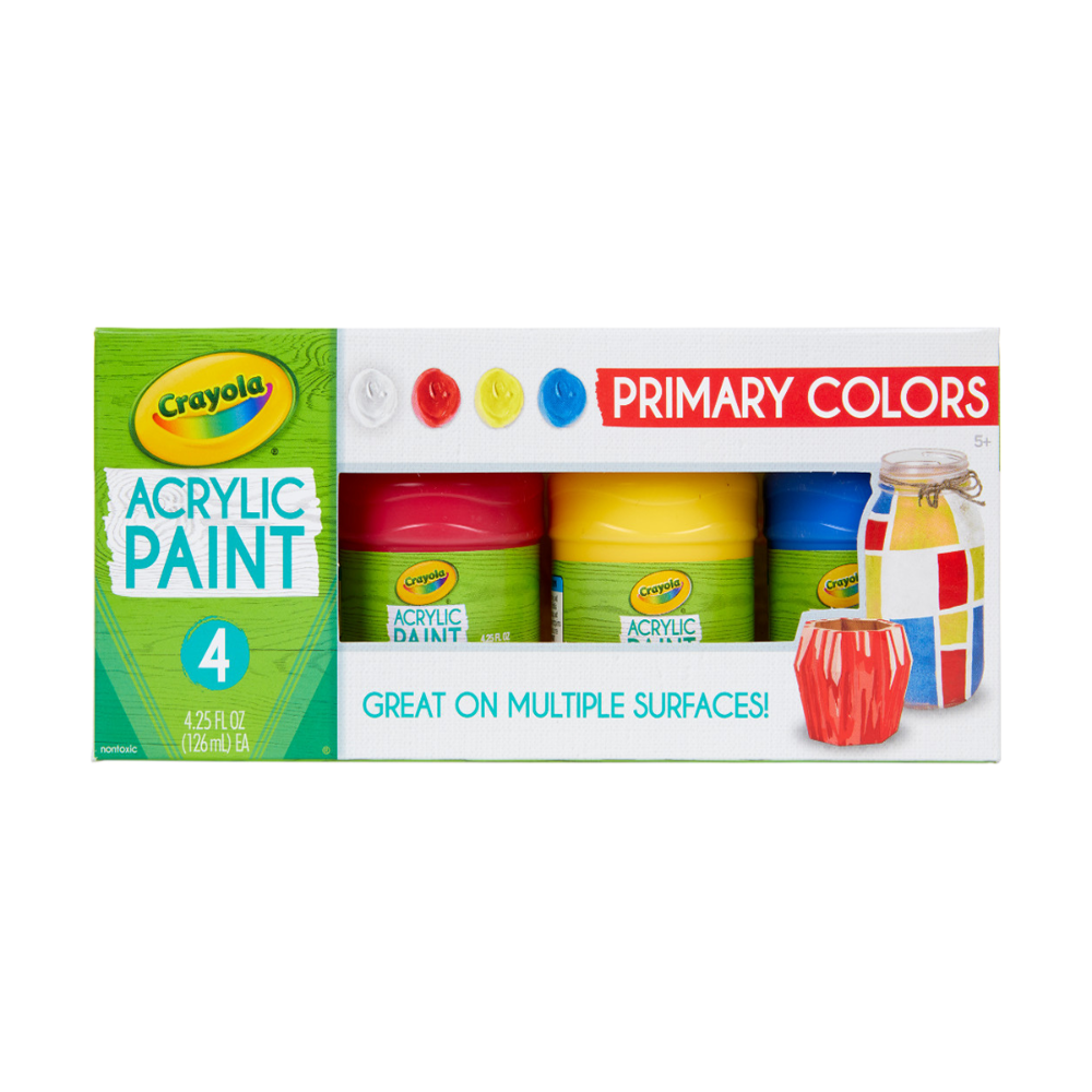 Crayola MultiSurface Acrylic Paint, Primary Colors, 4 Count — Toycra