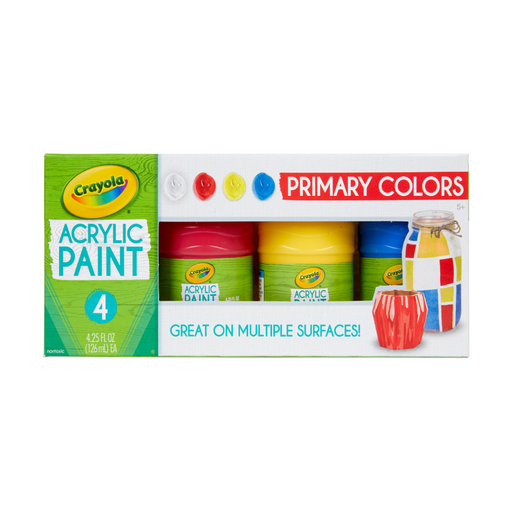 Crayola Multi-Surface Acrylic Paint, Primary Colors, 4 Count-Arts & Crafts-Crayola-Toycra