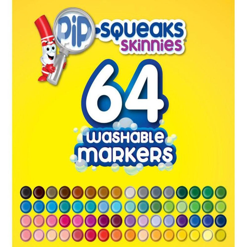 Crayola Pip-Squeaks Skinnies Washable Markers, 64 Count