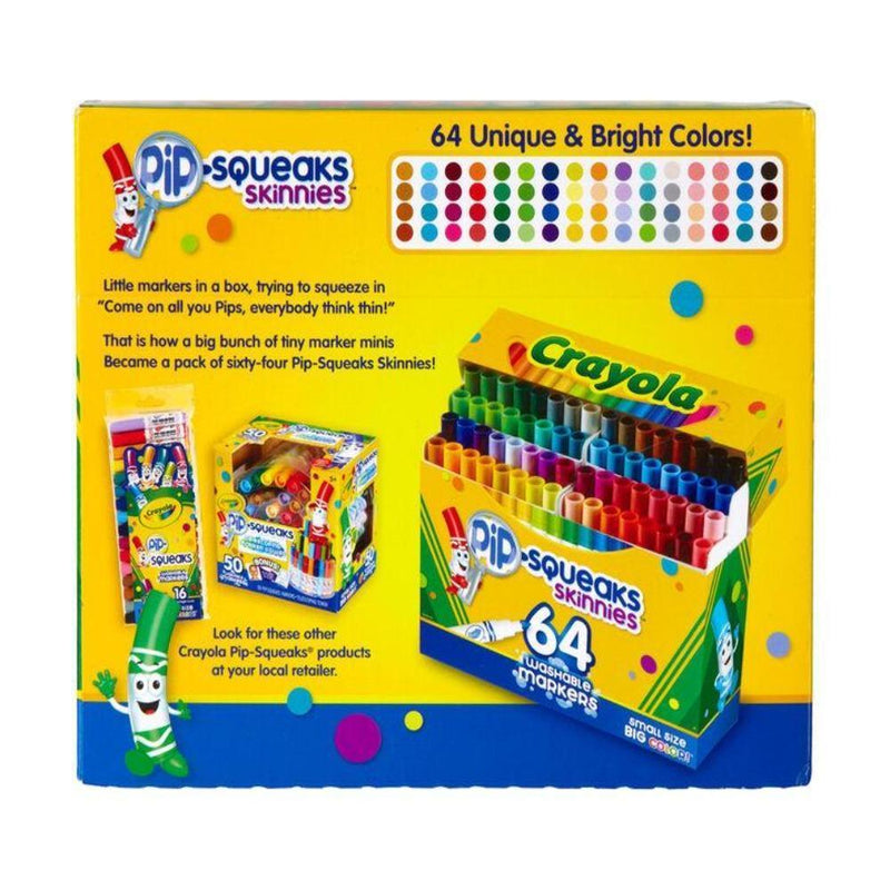 Crayola Pip-Squeaks Skinnies Washable Markers, 64 Count