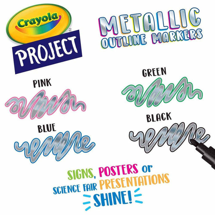 Crayola Project Metallic Outline Markers, 4 Count-Arts & Crafts-Crayola-Toycra