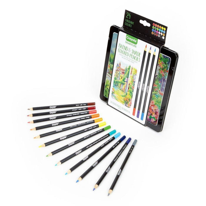 Crayola Signature Blend & Shade Colored Pencils with Tin, 24 Count-Arts & Crafts-Crayola-Toycra