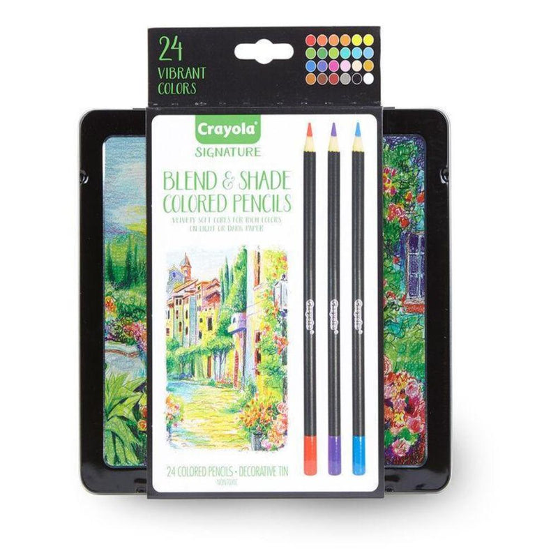 Crayola Signature Blend & Shade Colored Pencils with Tin, 24 Count