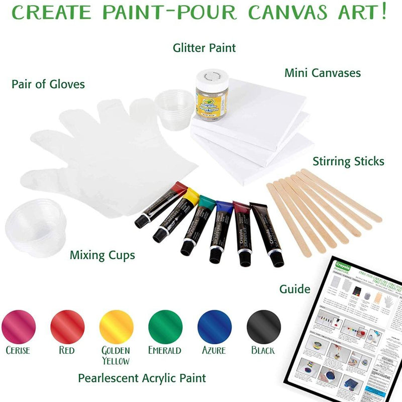 Crayola Signature DIY Paint-Pour Canvas Art Craft Kit