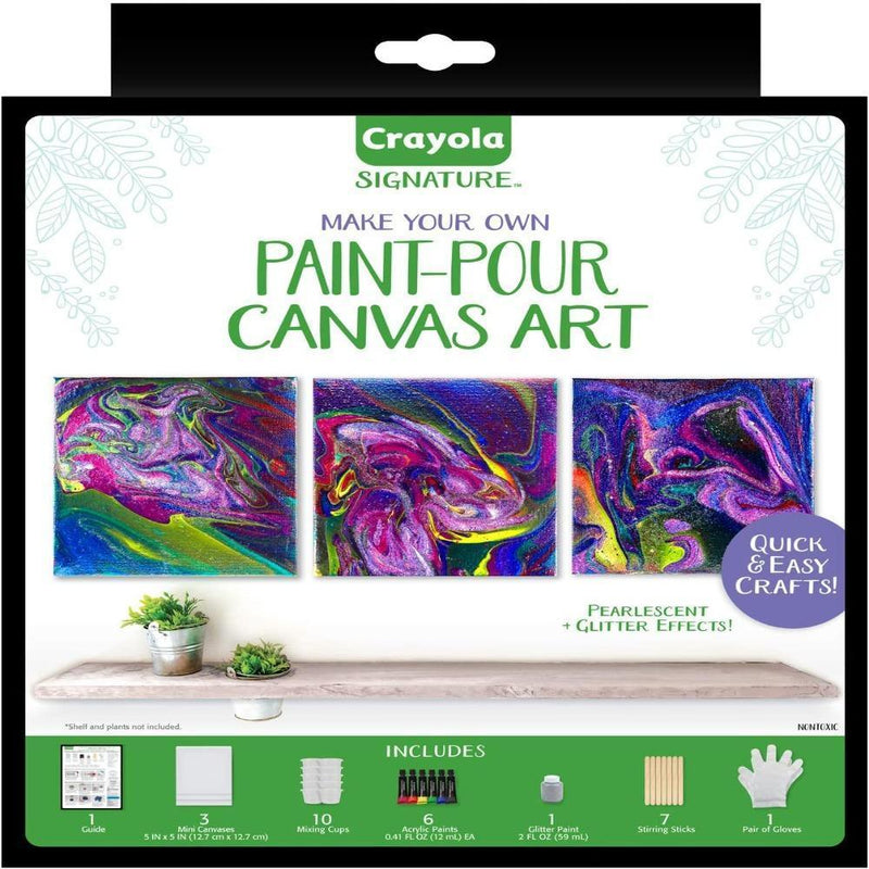 Crayola Signature DIY Paint-Pour Canvas Art Craft Kit