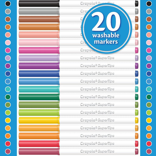 Crayola Super Tips Markers, Washable Markers, 20 Count-Arts & Crafts-Crayola-Toycra