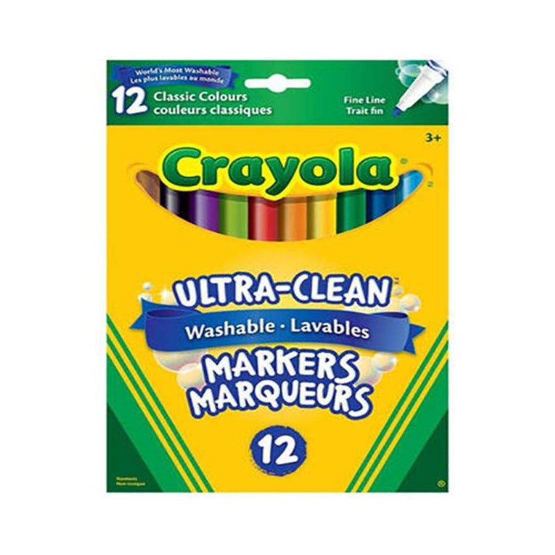 Crayola Ultra-Clean Washable Fine Line Markers, 12 pack