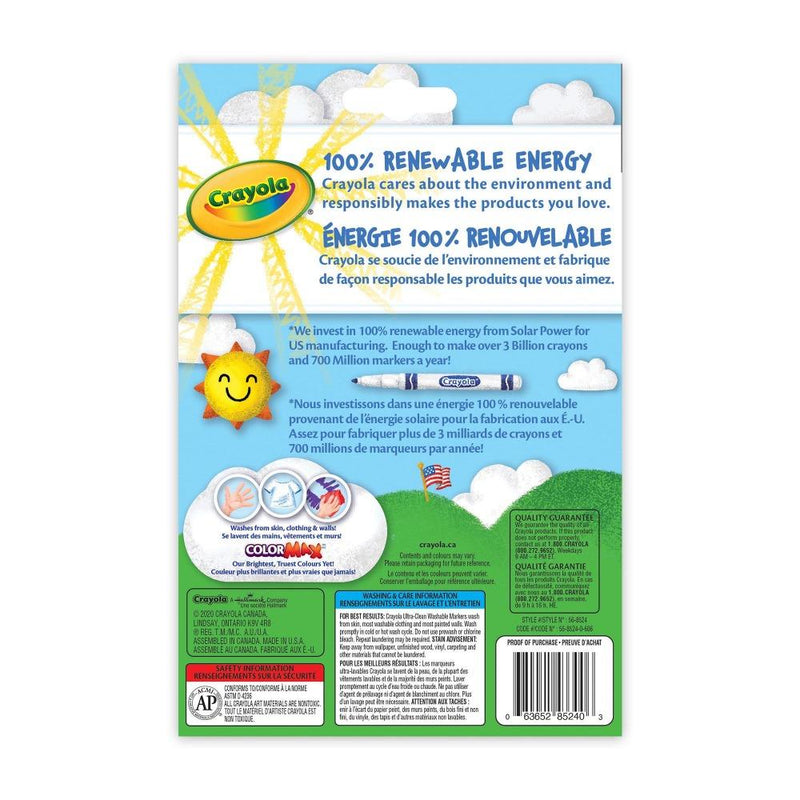 Crayola Ultra-Clean Washable Fine Line Markers, Assorted Colours, 24 Count