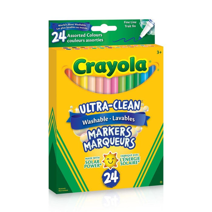 Crayola Ultra-Clean Washable Fine Line Markers, Assorted Colours, 24 Count-Arts & Crafts-Crayola-Toycra